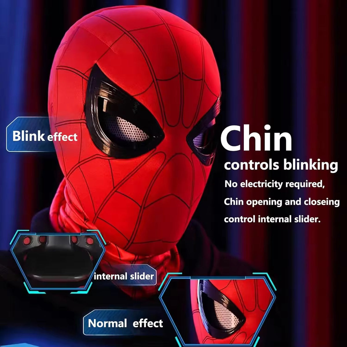 Spider-Man Eye Blink Mask – rear zipper closure