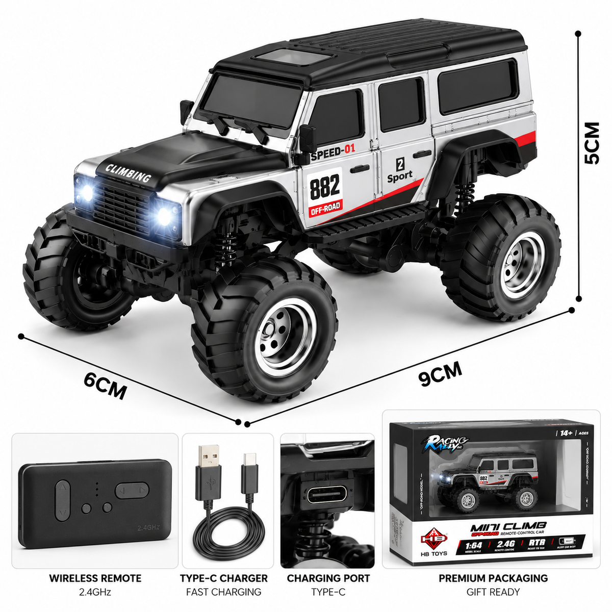 Mini Climb 1:64 Off-Road RC Car | 2.4GHz App Control