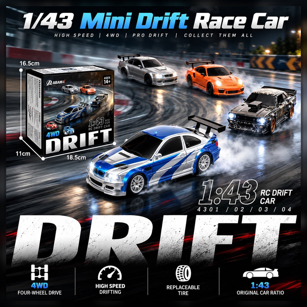 1:43 BMW M3 style RC drift car remote controller
