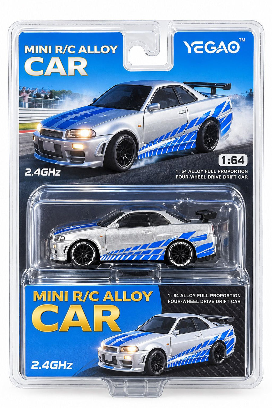 Mini Alloy RC Car in Blue – 1:64 4WD RC drift car